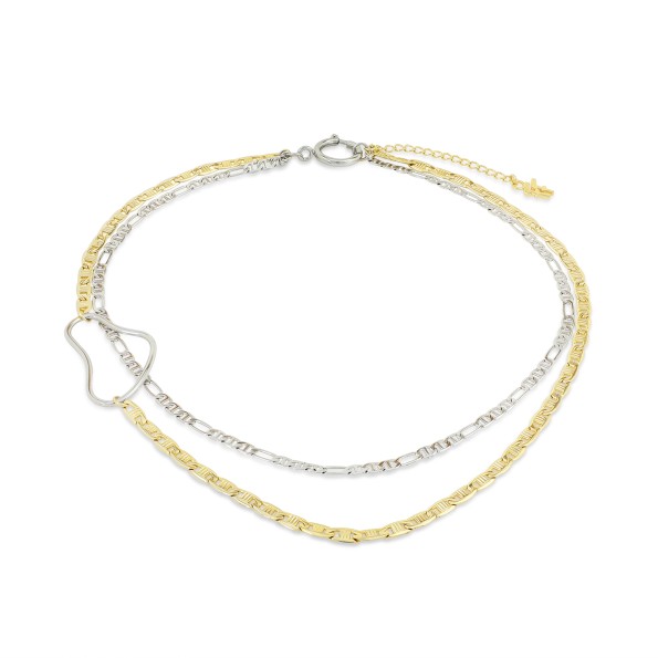The Chain Addiction δίχρωμο διπλό κολιέ αλυσίδα με κρίκο