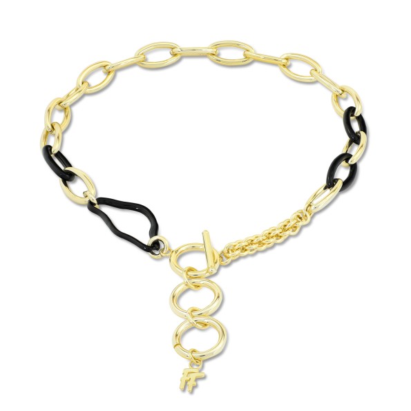 The Chain Addiction δίχρωμο κολιέ με μαύρο ακανόνιστο κρίκο