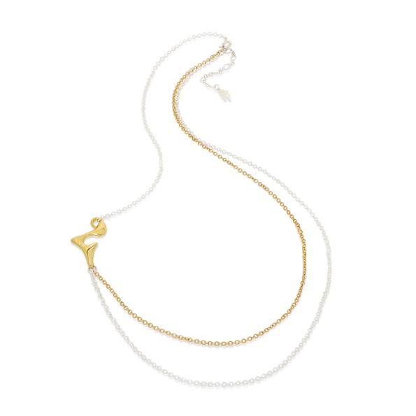 Beauty Flow short bicolor double chain necklace with irregular motif