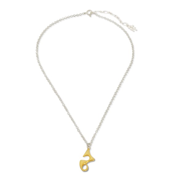 Beauty Flow short silver necklace with hanging irregular motif