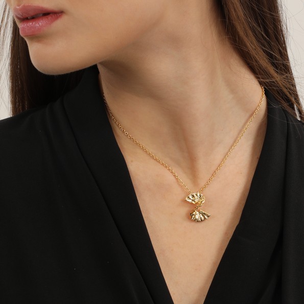 Ruffle Glam κοντό επίχρυσο κολιέ αλυσίδα ακανόνιστο κυματιστό μοτίφ Κοσμήματα