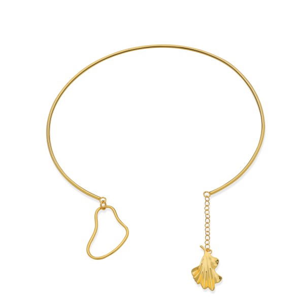 Ruffle Glam επίχρυσο σταθερό κολιέ μοτίφ κυματιστό πέταλο