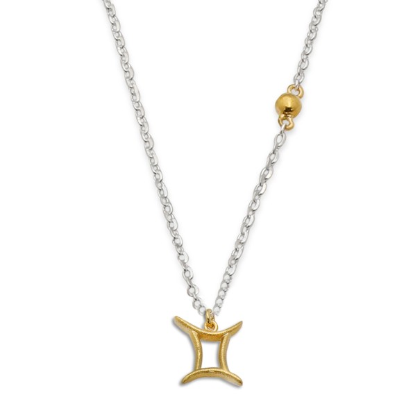 Star Sign κοντό ασημένιο κολιέ με το ζώδιο Δίδυμος