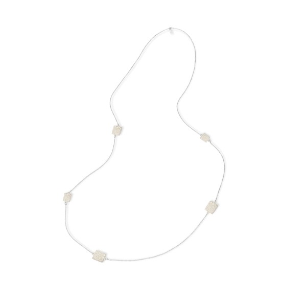Mosaic moments long silver necklace mosaic motifs