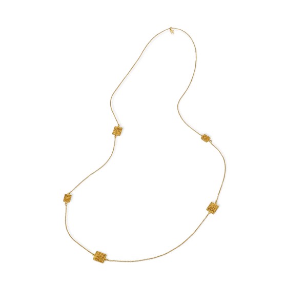 Mosaic moments long gold plated necklace mosaic motifs