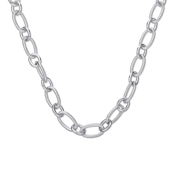 The Chain Addiction ασημί κολιέ αλυσίδα με οβάλ σφυρήλατους κρίκους