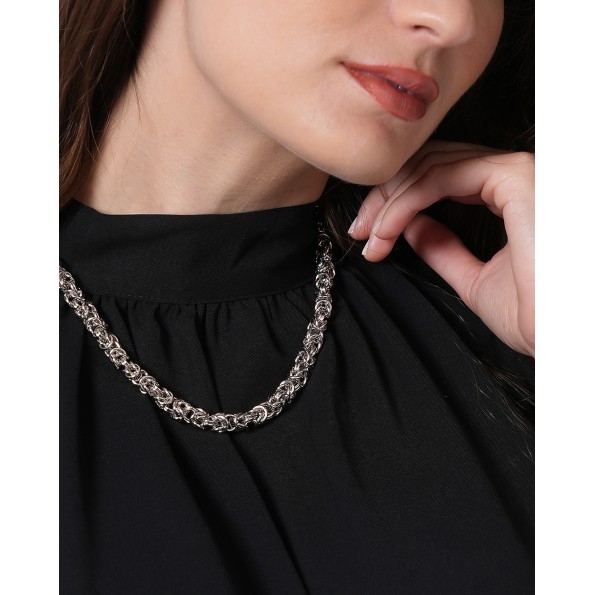 The Chain Addiction ασημί κολιέ με πλεκτή αλυσίδα Κοσμήματα