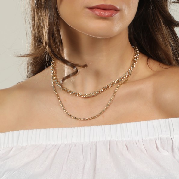 The Chain Addiction επίχρυσο κολιέ αλυσίδα με μικρούς παραλληλόγραμμους κρίκους Κοσμήματα