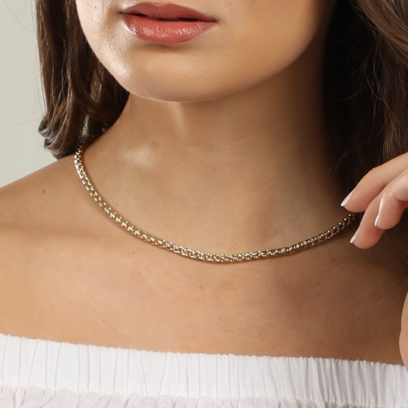 The Chain Addiction επίχρυσο κολιέ αλυσίδα με λεπτή πλεκτή αλυσίδα Κοσμήματα