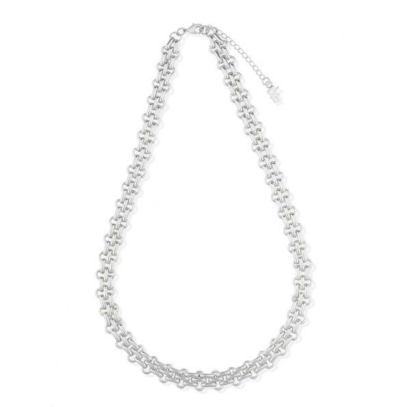 The Chain Addiction ασημί κολιέ αλυσίδα με ορθογώνιους κρίκους Κοσμήματα