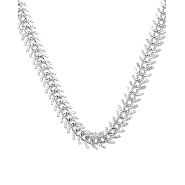 The Chain Addiction γυναικείο ασημί κολιέ αλυσίδα με σχέδιο φύλλα