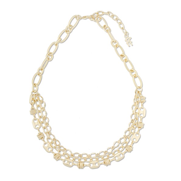 The Chain Addiction γυναικείο επίχρυσο κολιέ τριπλή αλυσίδα Κοσμήματα