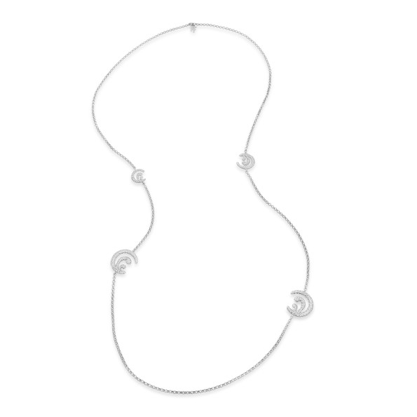Wavy Flair long silver necklace with wavy motifs