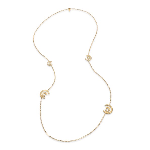 Wavy Flair long gold plated necklace with wavy motifs