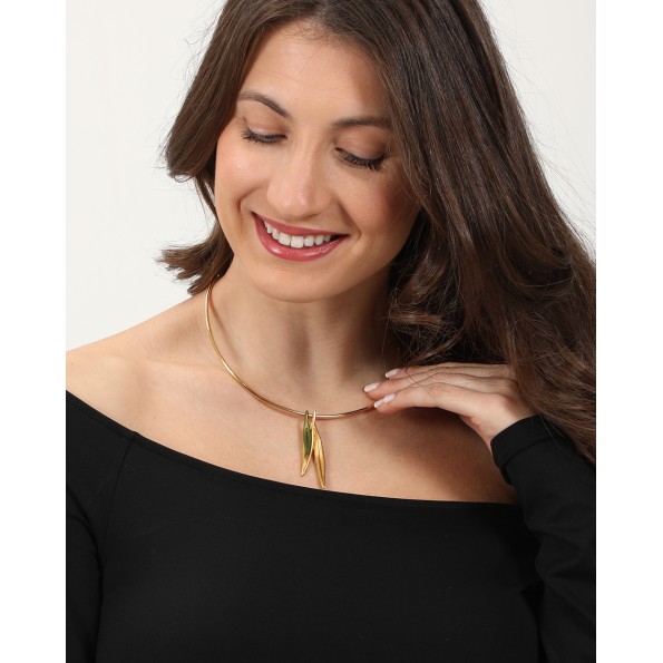 Anima Olea γυναικείο επίχρυσο παντατίφ σε πράσινο Κοσμήματα