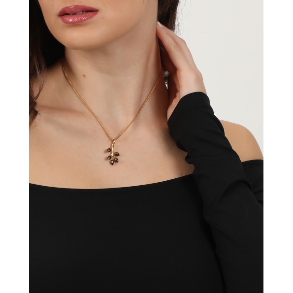 Anima Olea γυναικείο επίχρυσο παντατίφ σε καφέ Κοσμήματα