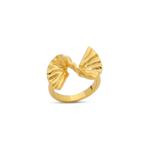 Ruffle Glam επίχρυσο δαχτυλίδι με ακανόνιστο κυματιστό μοτίφ
