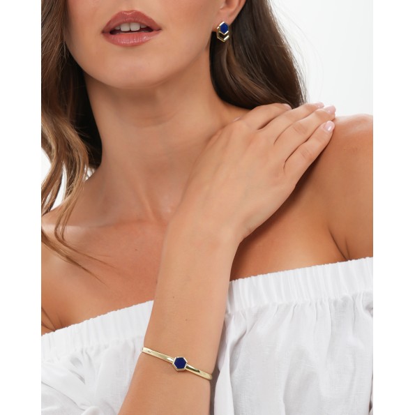 Chic Allure σταθερό βραχιόλι με μπλε εξάγωνη πέτρα Κοσμήματα