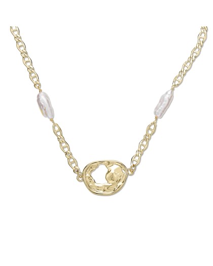 Fluid Contour gold plated short chain necklace irregular motif