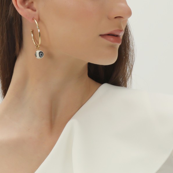 Memory Beat μεγάλοι επίχρυσοι κρίκοι με χάντρα Κοσμήματα