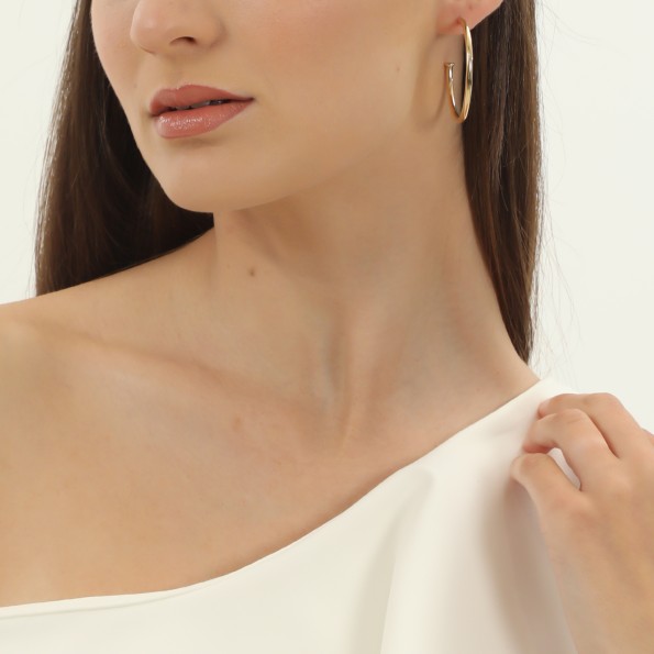 Memory Beat μεγάλοι επίχρυσοι κρίκοι με χάντρα Κοσμήματα