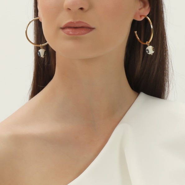 Memory Beat μεγάλοι επίχρυσοι κρίκοι με χάντρα Κοσμήματα