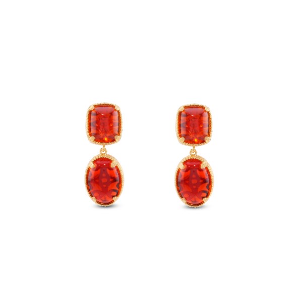 On and On ladies gold plated long earrings with synthetic stones