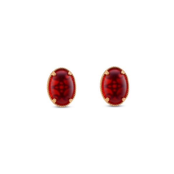 On and On ladies gold plated earrings with synthetic stone in oval shape