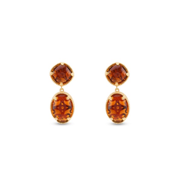 On and On ladies gold plated long earrings with synthetic stones