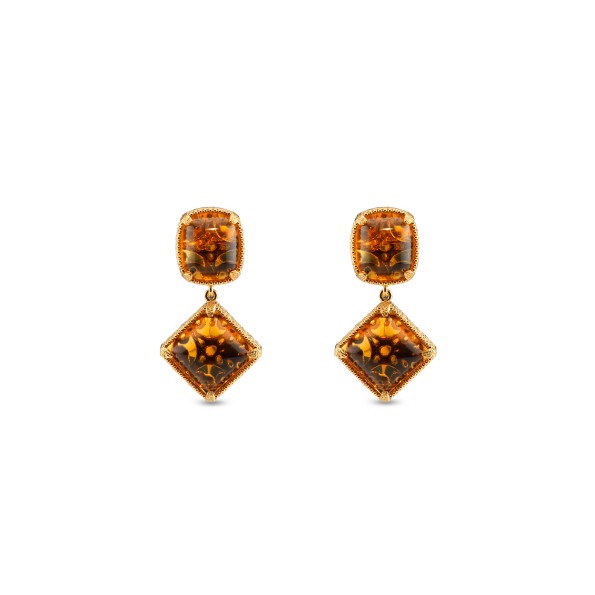 On and On ladies gold plated long earrings with synthetic stones