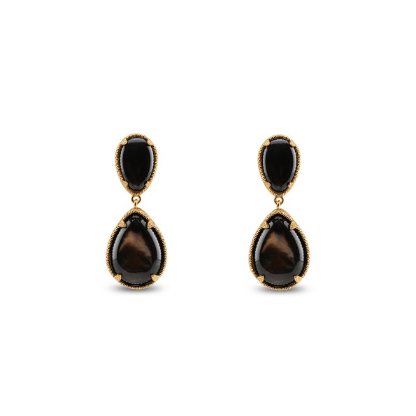 On and On ladies gold plated long earrings with synthetic stones