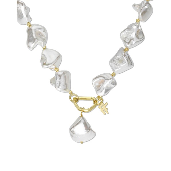 Milky Way ladies gold plated short pearls necklace