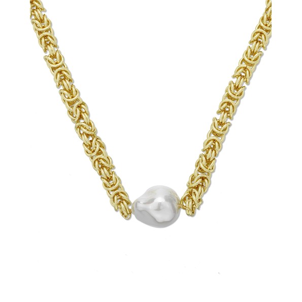 Milky Way ladies gold plated short necklace with large pearl 