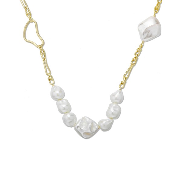 Milky Way ladies gold plated necklace with irregular pearls 