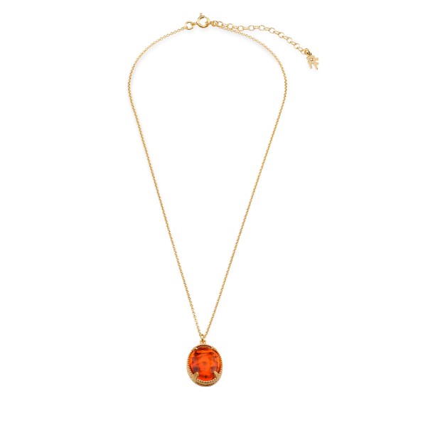 On and On ladies gold plated necklace with a synthetic stone in oval shape