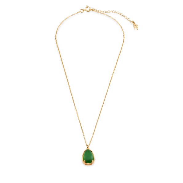 On and On ladies gold plated necklace with synthetic stone in the shape of a small drop