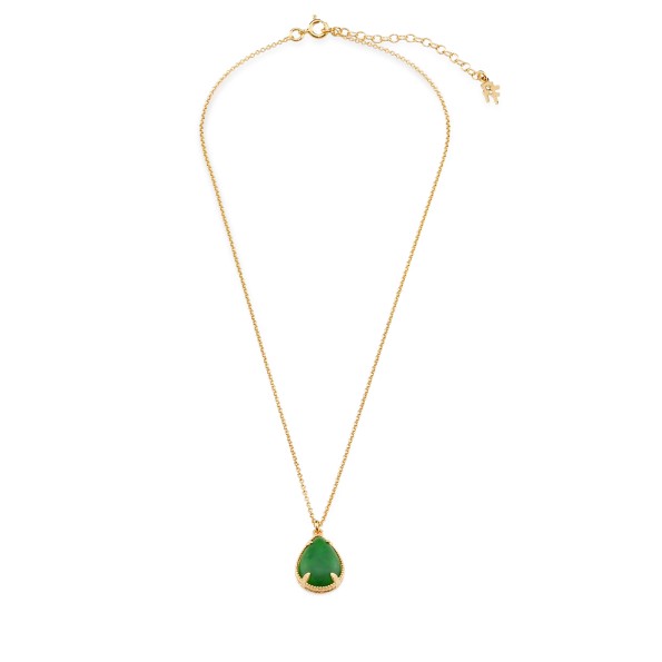 On and On ladies gold plated necklace with synthetic stone in the shape of a medium drop