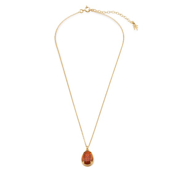 On and On ladies gold plated necklace with synthetic stone in the shape of a small drop