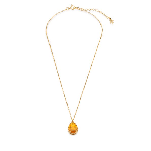 On and On ladies gold plated necklace with synthetic stone in the shape of a small drop