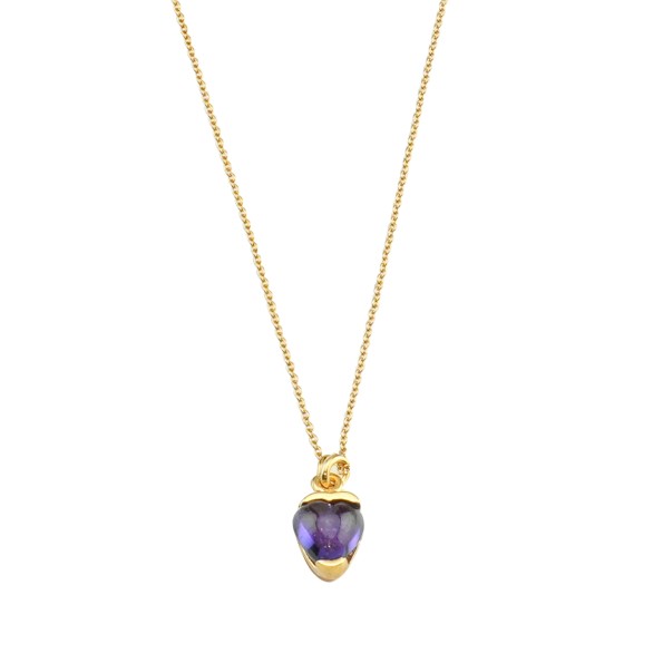 On and On ladies gold plated necklace with small synthetic stone
