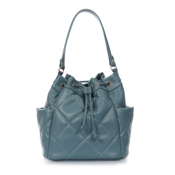 Hype me up medium quilted blue bucket bag