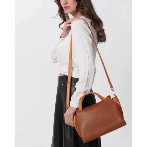Metropolitan Fab μεσαία καφέ δερμάτινη τσάντα χειρός Τσάντες