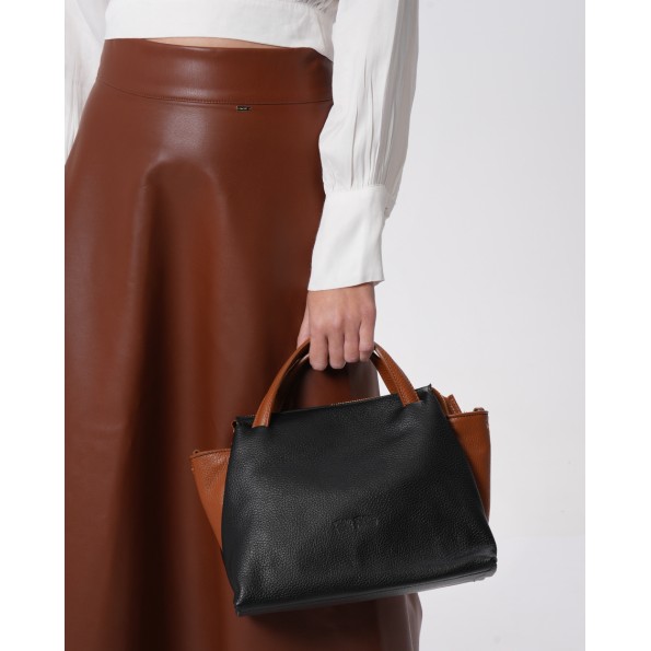 Metropolitan Fab μεσαία μαύρη δερμάτινη τσάντα χειρός Τσάντες