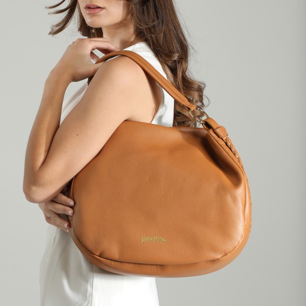 Metropolitan Fab μεγάλη καφέ δερμάτινη τσάντα hobo Τσάντες