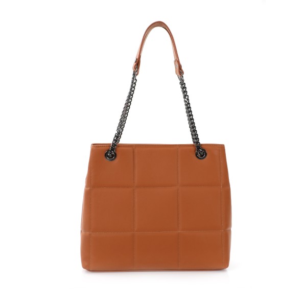 Metropolitan Fab μεγάλη καφέ δερμάτινη tote τσάντα