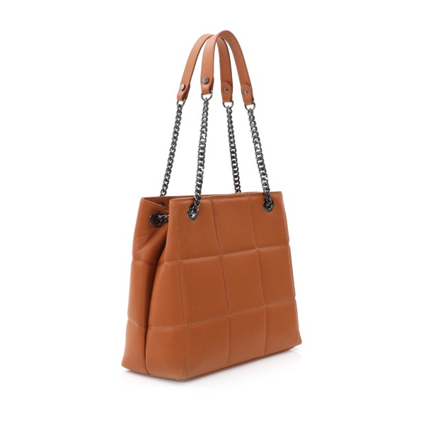 Metropolitan Fab μεγάλη καφέ δερμάτινη tote τσάντα Τσάντες