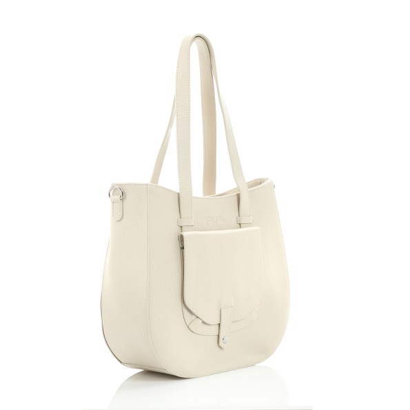 Metropolitan Fab μεγάλη μπεζ δερμάτινη τσάντα tote Τσάντες