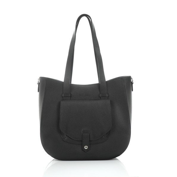 Metropolitan Fab μεγάλη μαύρη δερμάτινη τσάντα tote