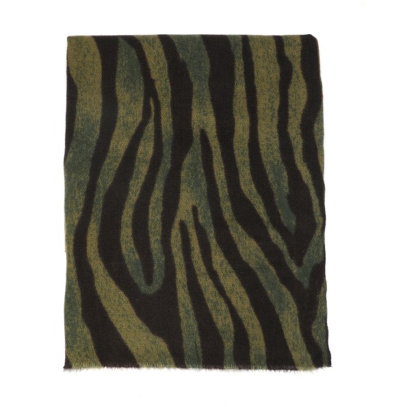 Φουλάρι από βισκόζη πράσινο και μαύρο με animal print