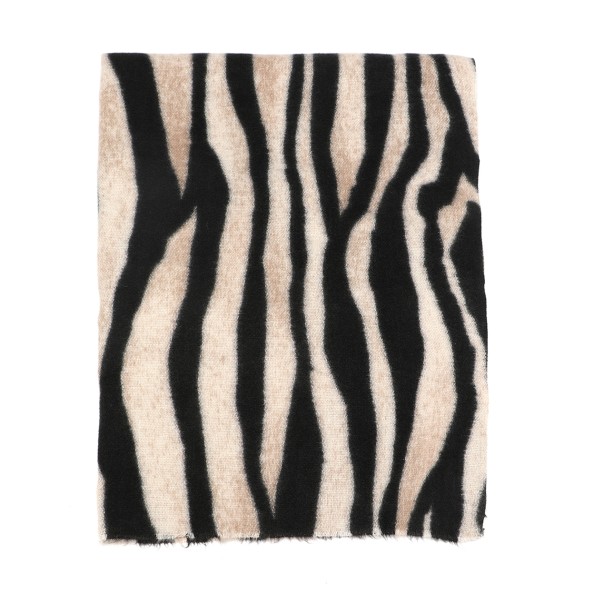 Φουλάρι από βισκόζη άσπρο και μαύρο με animal print